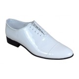 Pantofi barbati eleganti pentru ceremonii din piele naturala lac, alb MOD1ALAC