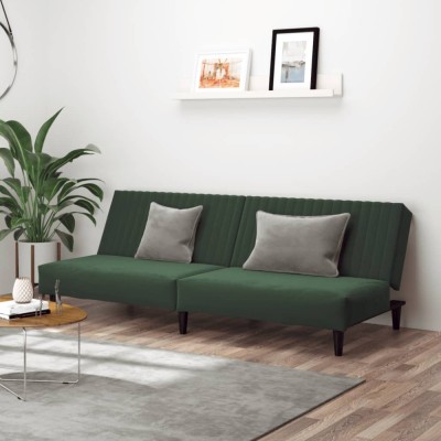 Gossi canapea extensibila cu 2 locuri, verde inchis, catifea foto