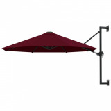 VidaXL Umbrelă de soare de perete, st&acirc;lp metalic, roșu vișiniu, 300cm