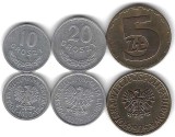 POLONIA LOT / 3 buc : 10 + 20 Groszy + 5 Zloti 1975 , VF / VF +