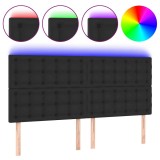 Cumpara ieftin Tablie de pat cu LED, negru, 180x5x118/128 cm, piele ecologica