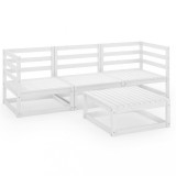 Set mobilier de gradina, 4 piese, alb, lemn masiv de pin