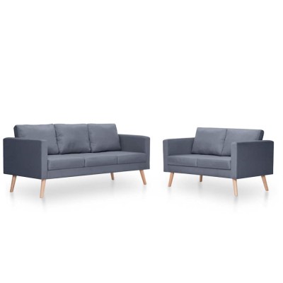 vidaXL Set canapele cu 2 locuri și 3 locuri, textil, gri &amp;icirc;nchis foto