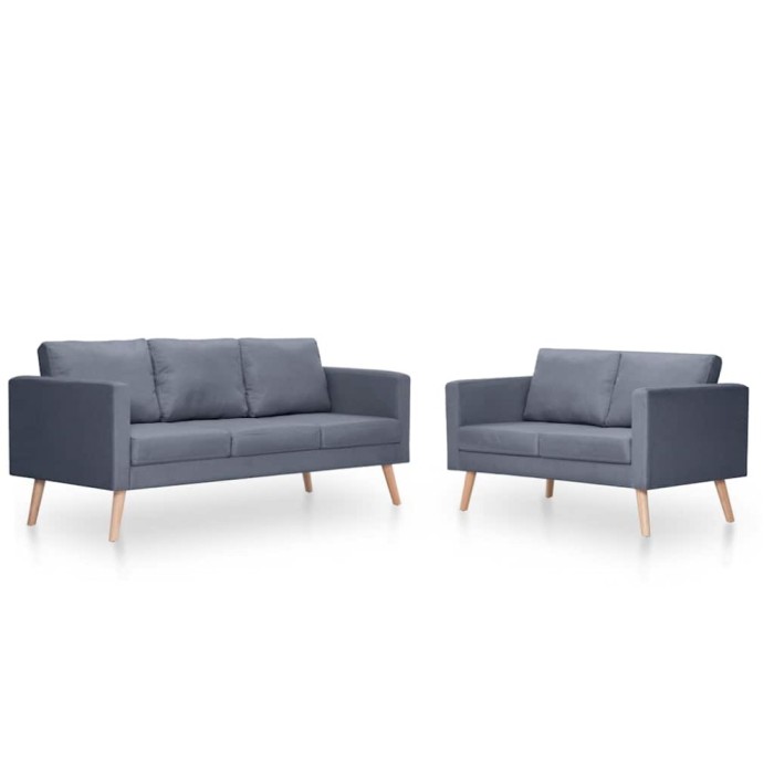 vidaXL Set canapele cu 2 locuri și 3 locuri, textil, gri &icirc;nchis