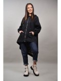 Cumpara ieftin Geaca Dama Reversibila Asimetrica Oliena, Talie Unica (S-M-L), Negru/Auriu, Poliuretan/Poliester, FashionLand