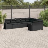 Cumpara ieftin Gossi set mobilier de gradina cu perne, 9 piese, negru, poliratan