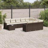 VidaXL Set canapele de grădină cu perne, 11 piese, maro, poliratan 3219523