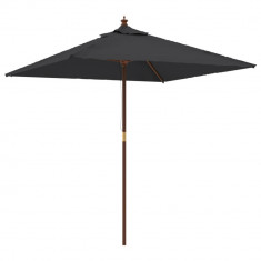 Umbrela soare de gradina stalp din lemn negru 198x198x231 cm GartenMobel Dekor