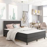 VidaXL Pat continental, gri &icirc;nchis, 140x200 cm, material textil
