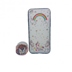 Husa apple iphone xr multicolor model unicorn + popsocket inclus