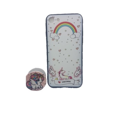 Husa apple iphone xr multicolor model unicorn + popsocket inclus foto
