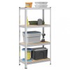 vidaXL Raft Depozitare 4 Niveluri Argintiu 80x40x156cm Otel &amp; Lemn, Capacitate 320kg, Polite Reglabile, Asamblare Usoara