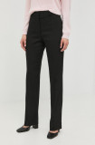 Cumpara ieftin Victoria Beckham pantaloni femei, culoarea negru, drept, high waist