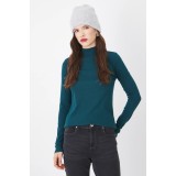 Medicine longsleeve femei, culoarea verde, cu turtleneck