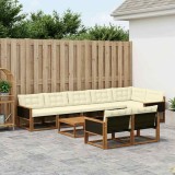 vidaXL Set de canapele de exterior cu pernă 9 pcs Natural și Crem 3381510