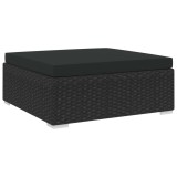 vidaXL Taburet modular, 1 buc., cu pernă, negru, poliratan