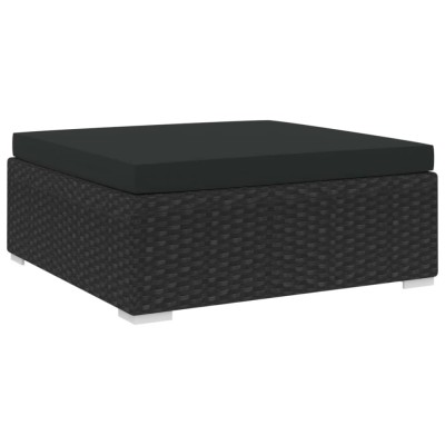 vidaXL Taburet modular, 1 buc., cu pernă, negru, poliratan foto