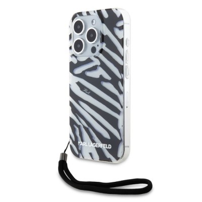 Husa pentru iPhone 15 Pro - Karl Lagerfeld IML Luxury (KLHCP15LHZBPKCCK) - Zebra Pattern&amp;amp;Cord foto