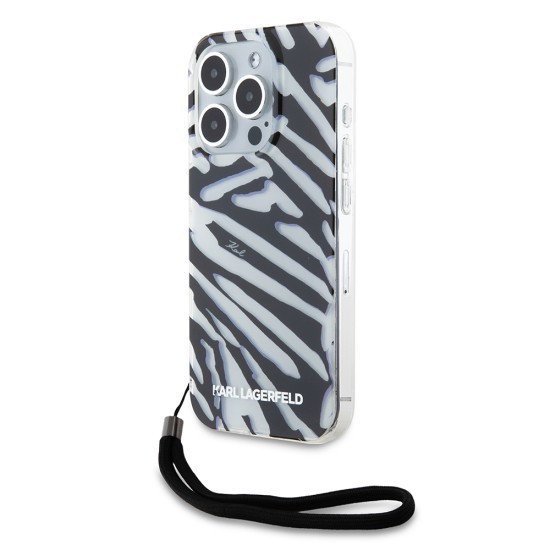 Husa pentru iPhone 15 Pro - Karl Lagerfeld IML Luxury (KLHCP15LHZBPKCCK) - Zebra Pattern&amp;Cord