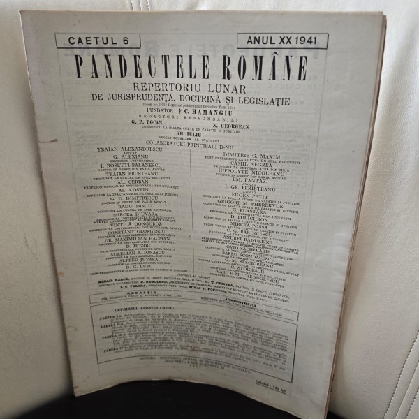 Pandectele Romane Caietul 6 Anul XX 1941