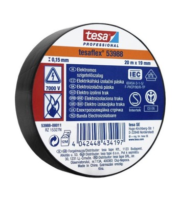 Banda izolatoare TESA PROFESSIONAL TESAFLEX 15mm x 20m 7000V negru foto