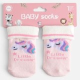 Sosete Unicorn Roz pentru Bebelusi 0-6 Luni, CMCLASS