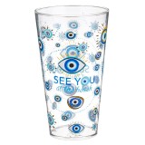 Pahar din plastic transparent cu imprimeu ochi, 600 ml, CMCLASS