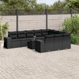 Cumpara ieftin Set canapele de grădină cu perne, 11 piese, negru, poliratan