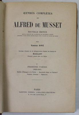OEUVRES COMPLETES DE ALFRED DE MUSSET , notes de EDOND BIRE , 26 HELIOGRAVURES de MAILLART , TOME I: PREMIERE POESIES ( 1829 -1835 ) , EDITIE DE SFARS foto