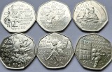 Set complet 6 monede 50 pence 2020 Isle of Man, Peter Pan Series II, unc-Aunc, Europa