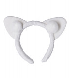 Bentita de par din plus moale cu urechi de pisica, alb