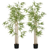 HOMCOM Plantă artificială Bambus copac artificial &icirc;nălțime 180 cm cu ghiveci, decor interior, foarte realist | Aosom Romania