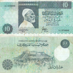 1989, 10 dinars (P-56) - Libia