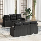 Gossi set de canapele de gradina 7 piese cu perne negru poliratan