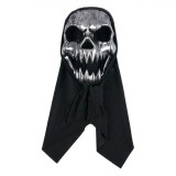 Masca Halloween Horror, Craniu, Negru cu Argintiu, Plastic și Poliester, Oem
