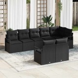 Cumpara ieftin Set de canapele pentru grădină cu pernă 8 pcs Negru