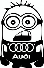 Sticker auto &amp;quot;Audi minion&amp;#039;&amp;#039;, 20x14cm, negru foto