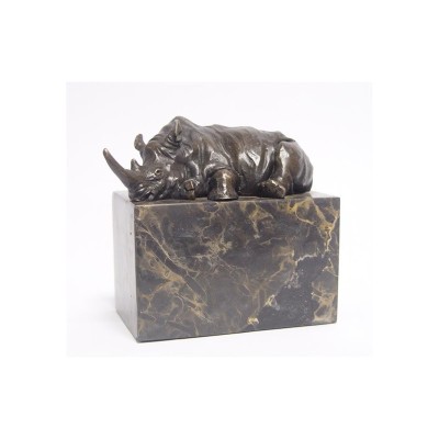 Rinocer-statueta din bronz pe un soclu din marmura SL-67 foto