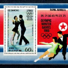 DPR Korea 1979 - JO Lake Placid patinaj artistic, colita neuzata