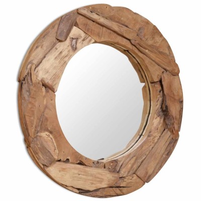 vidaXL Oglindă decorativă, lemn de tec, 80 cm, rotundă 244561 foto