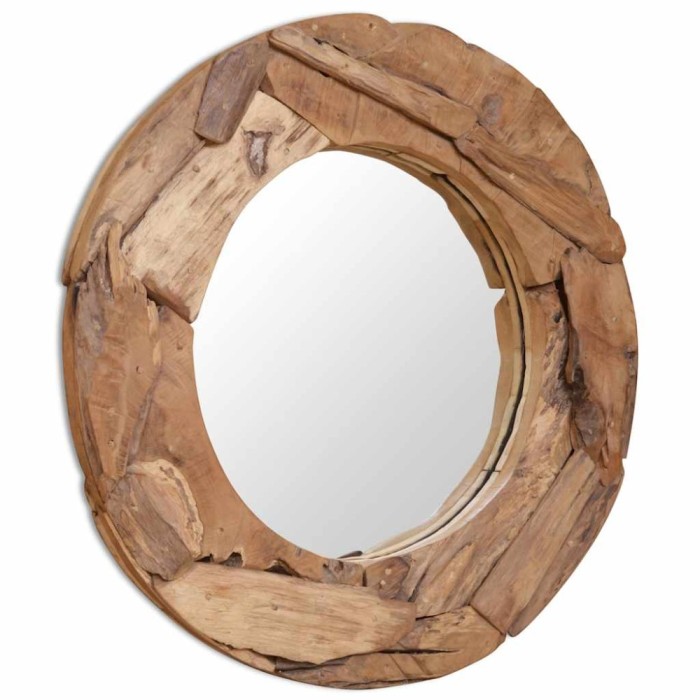 vidaXL Oglindă decorativă, lemn de tec, 80 cm, rotundă 244561