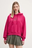 Vans hanorac de bumbac femei, culoarea roz, cu glugă, cu imprimeu, VN000NY1C9L1