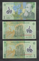 ROMANIA 1 LEU X 2 - 2018 (retiparit 2020) Serii consecutive - Necirculate UNC foto