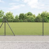 VidaXL Plasa Sudată cu 13 St&acirc;lpi Flanșați Gri 0,8x25 m Oțel