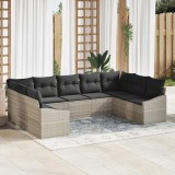 VidaXL Set de masă pentru grădină cu pernă 9 pcs Gri deschis
