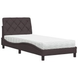 Cumpara ieftin Pat cu saltea, maro inchis, 80x200 cm, material textil