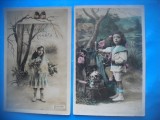 HOPCT 1782 COPII--ROMANTICA-FRANTA-LOT 2 CARTI POSTALE VECHI-CIRCULATE