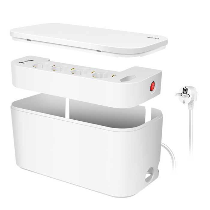 PRELUNGITOR LOGILINK, Schuko x 5, conectare prin Schuko (T), cutie management cabluri, 16 A, 2xUSB-A, 1xUSB-C, protectie IP20, alb, &quot;LPS281U&quot; (timbru