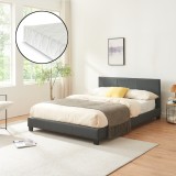 Pat tapitat Dortmund Dunkelgrau cu saltea 140 x 200 cm gri inchis Corium HausGarden Leisure, [Corium]