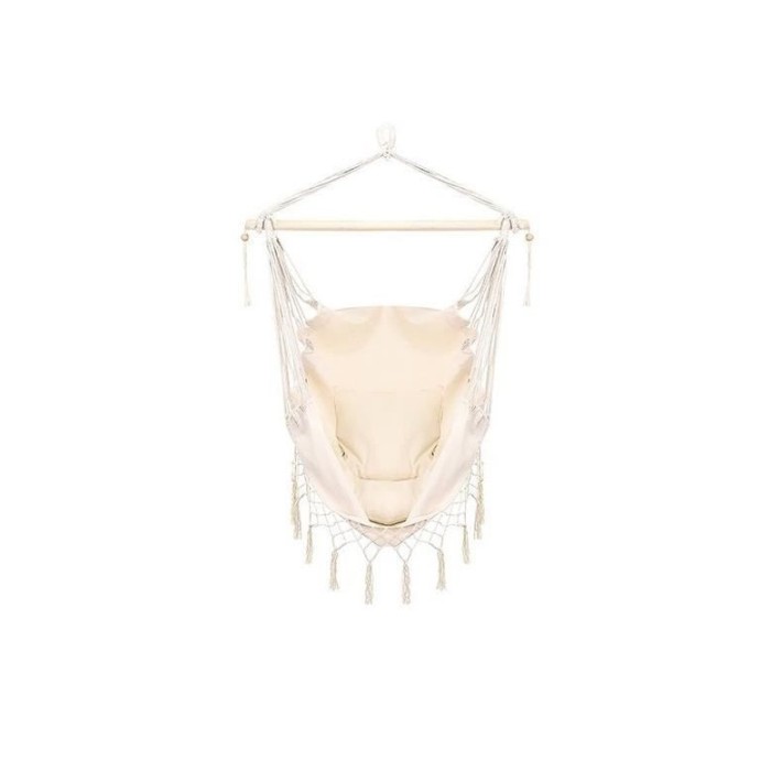 Hamac tip scaun, cu 2 perne, bej, max 100 kg, 100x130 cm